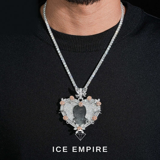 Iced Out Heart 925 Silver Moissanite Pendant