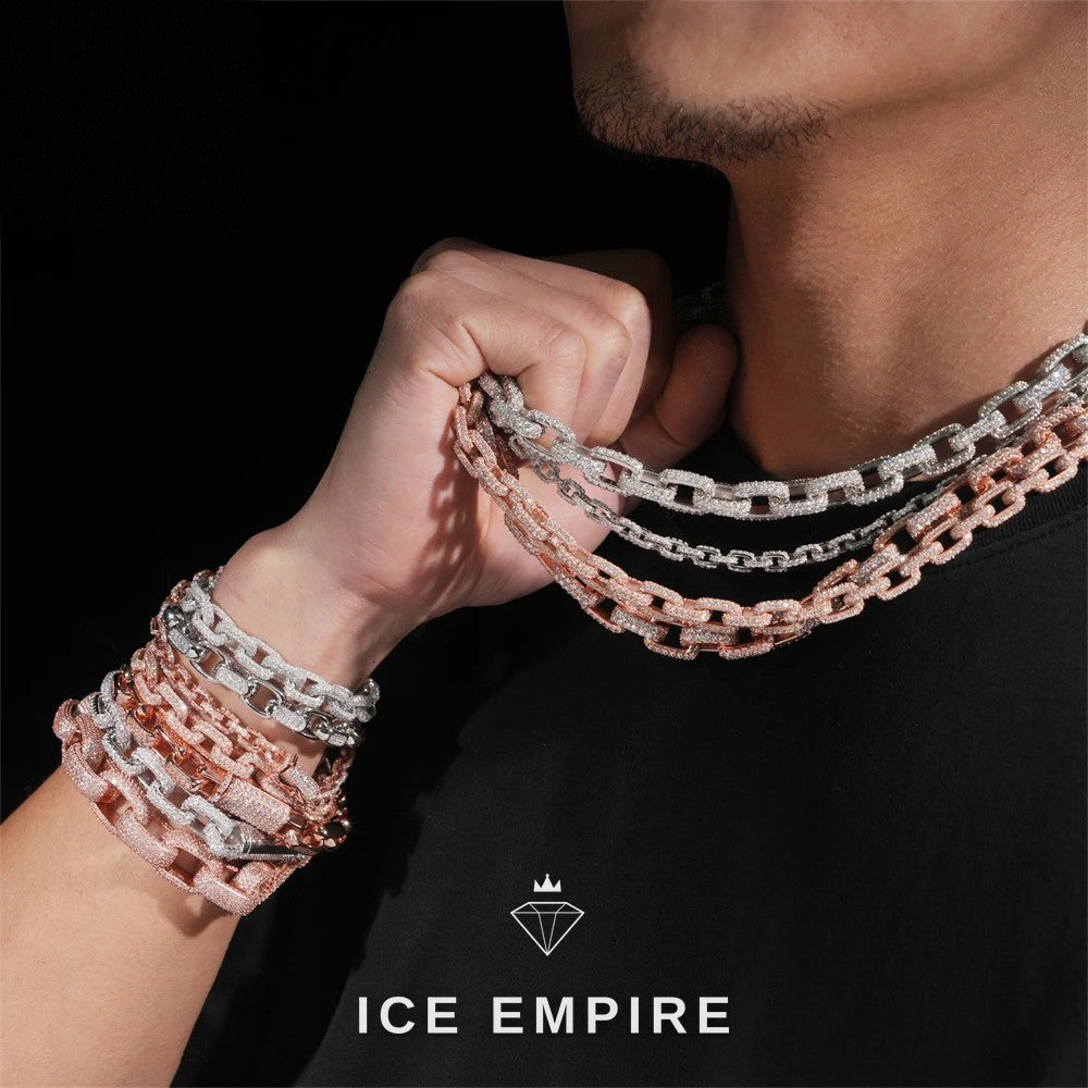 Iced Out Rose Gold Plated Moissanite Cuban Chain