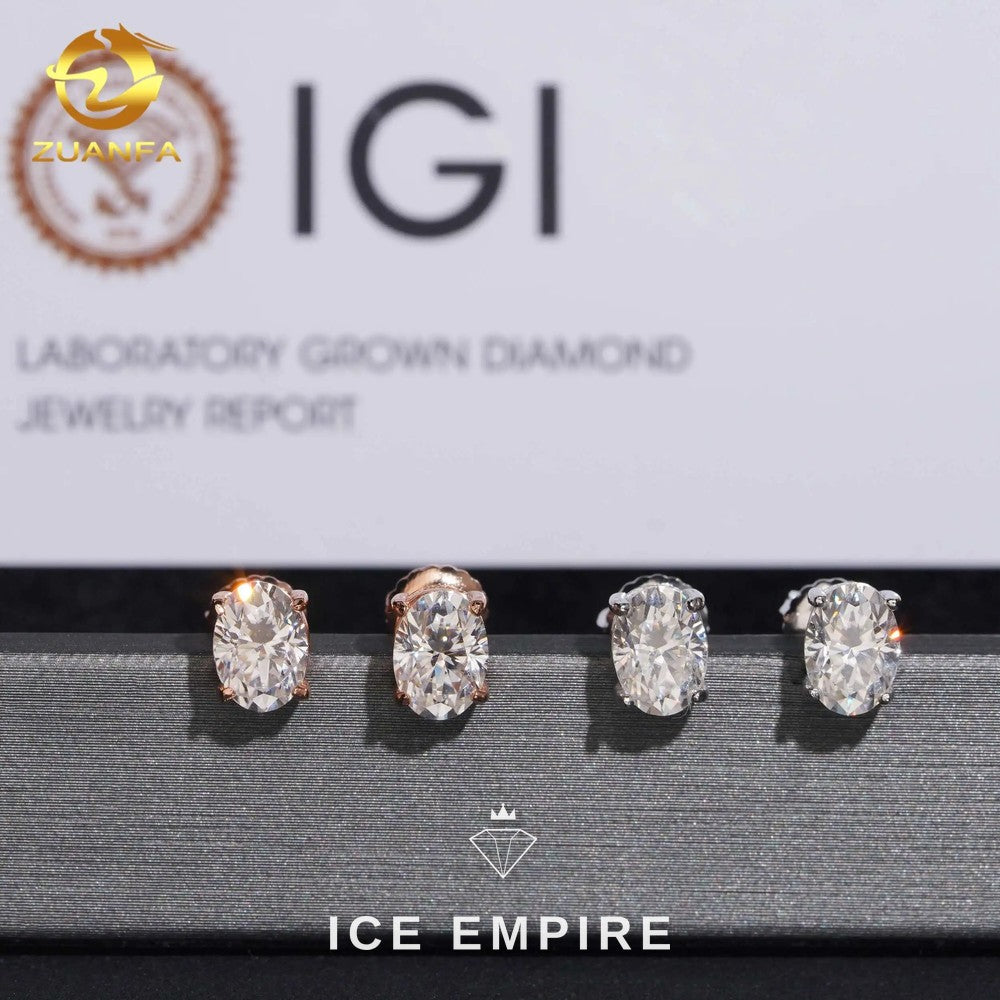 Iced Out 10K Gold Lab Grown Diamond Stud Earrings
