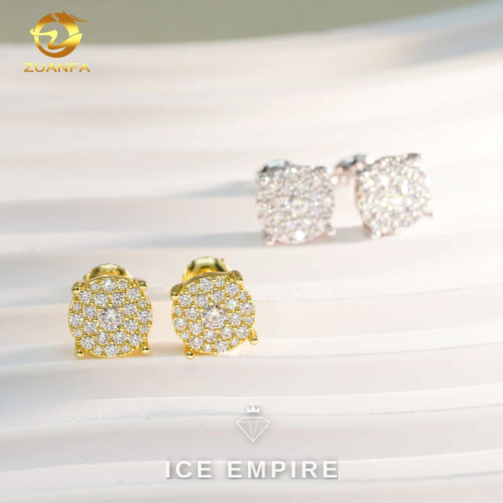 Iced Out Cluster 925 Silver Lab Grown Diamond Earrings