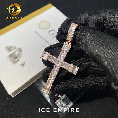 Iced Out Baguette Rose Gold Plated Moissanite Pendant