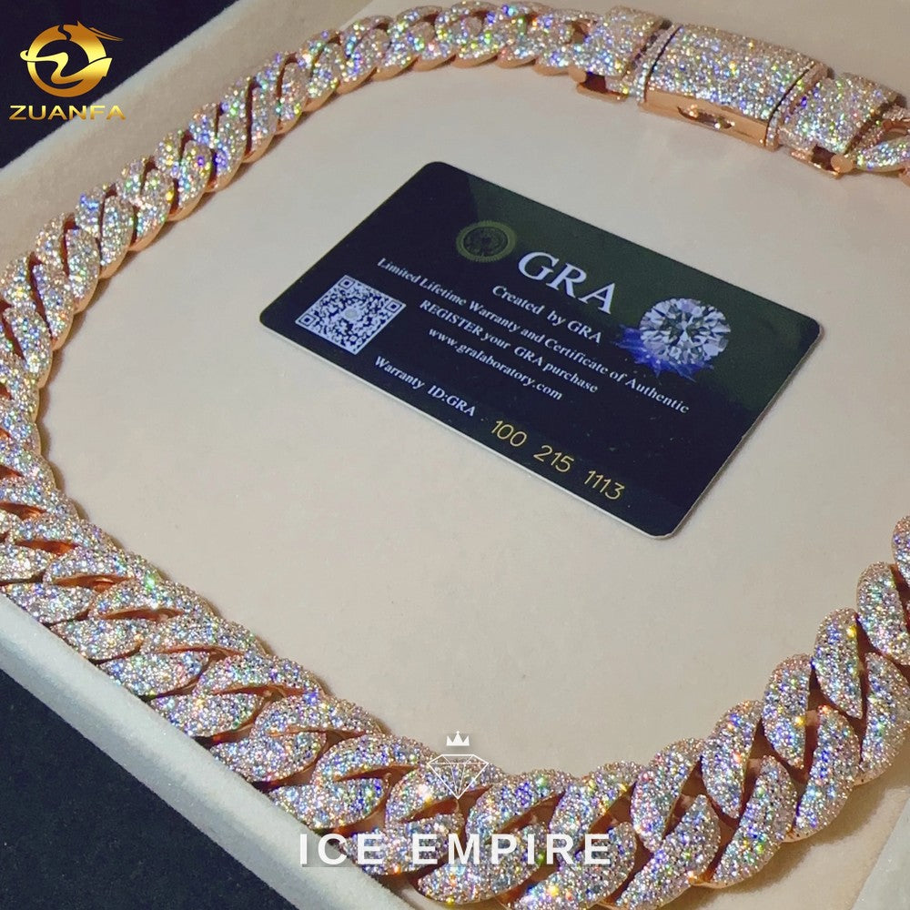 Iced Out Rose Gold Plated Moissanite Cuban Chain