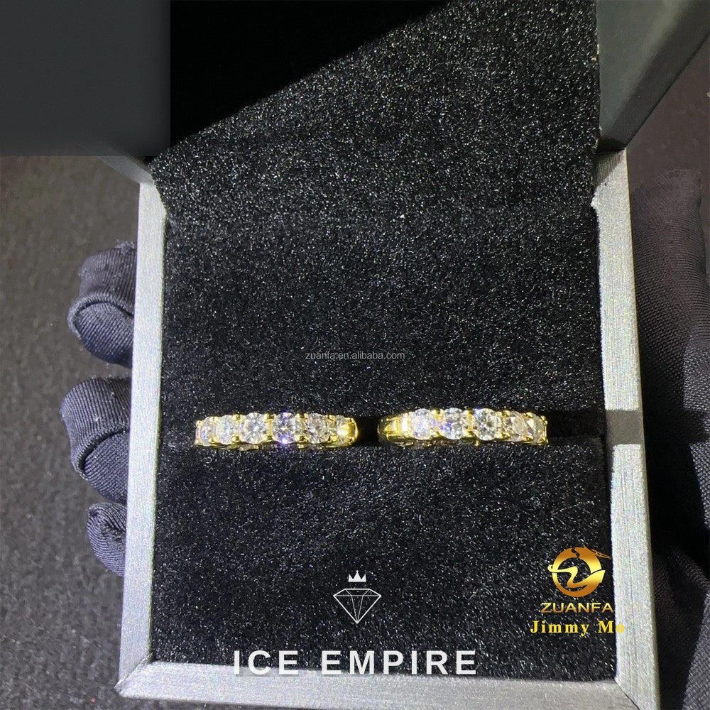 Iced Out Gold Plated Moissanite Hoop Earrings