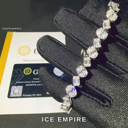 Iced Out 925 Silver Moissanite Tennis Chain