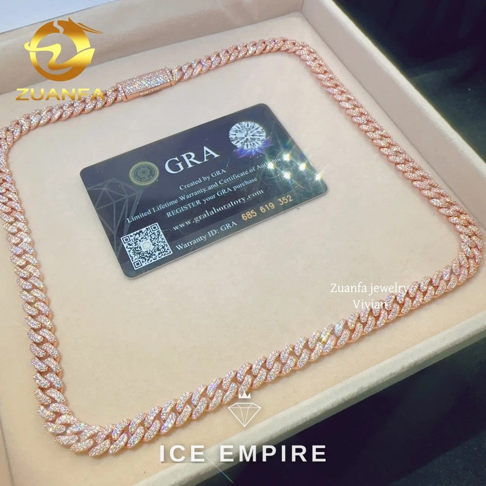 Iced Out Rose Gold Plated Moissanite Cuban Chain