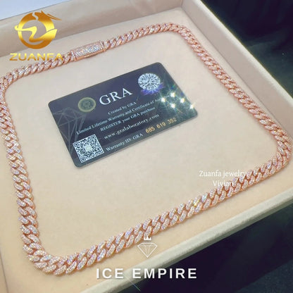 Iced Out Rose Gold Plated Moissanite Cuban Chain