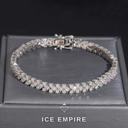 Iced Out Cluster 925 Silver Moissanite Tennis Bracelet