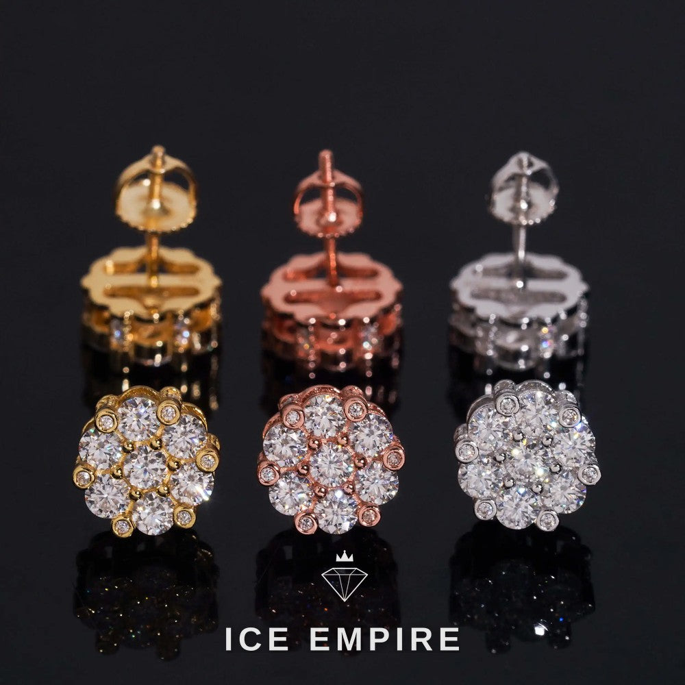 Iced Out Cross Gold Plated Moissanite Hoop Earrings