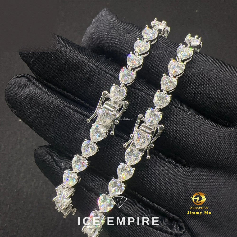 Iced Out Heart Gold Plated Moissanite Tennis Chain