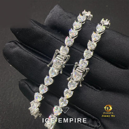 Iced Out Heart Gold Plated Moissanite Tennis Chain