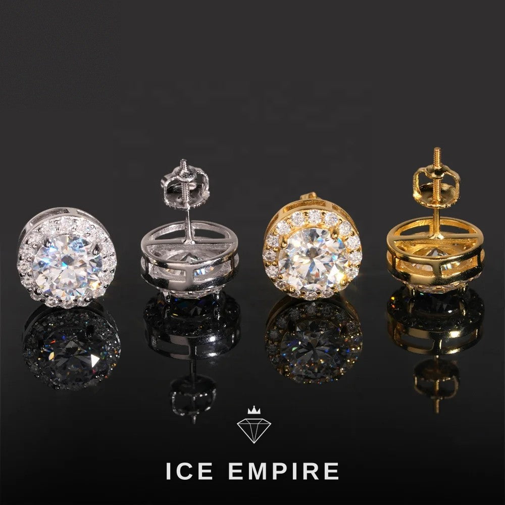 Iced Out 925 Silver Moissanite Stud Earrings