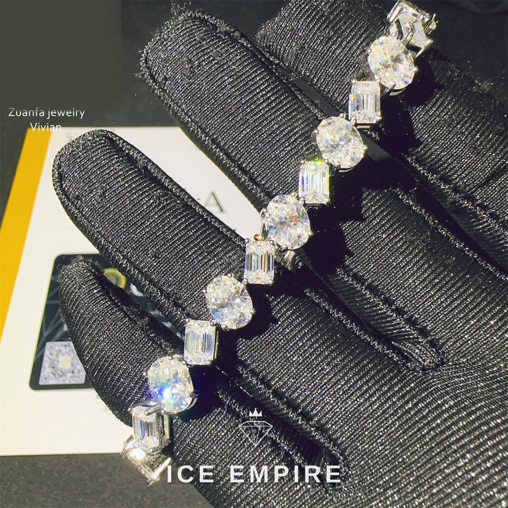 Iced Out 925 Silver Moissanite Tennis Chain