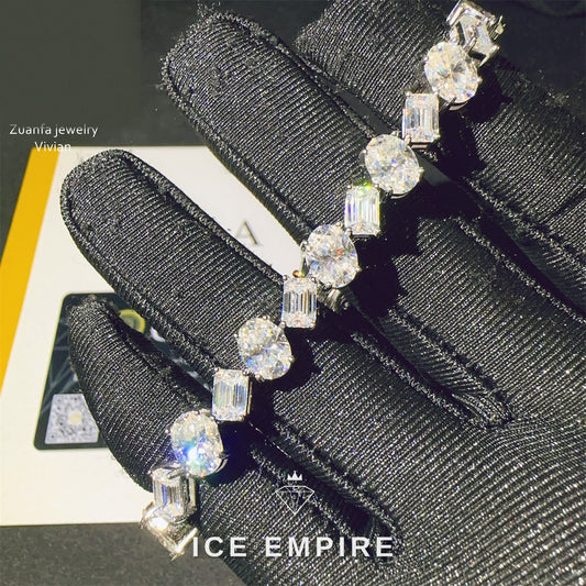 Iced Out 925 Silver Moissanite Tennis Chain