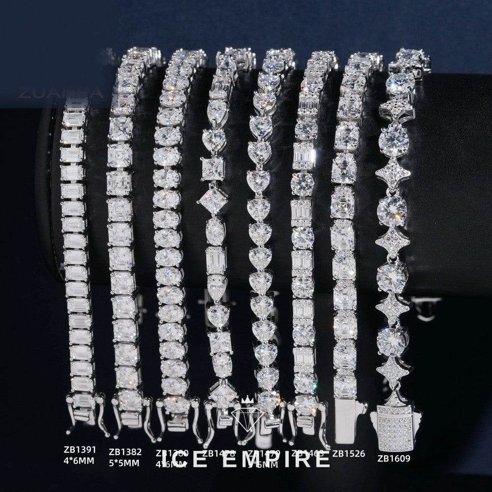 Iced Out 925 Silver Moissanite Tennis Bracelet