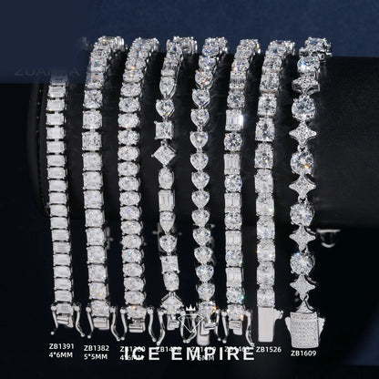 Iced Out 925 Silver Moissanite Tennis Bracelet