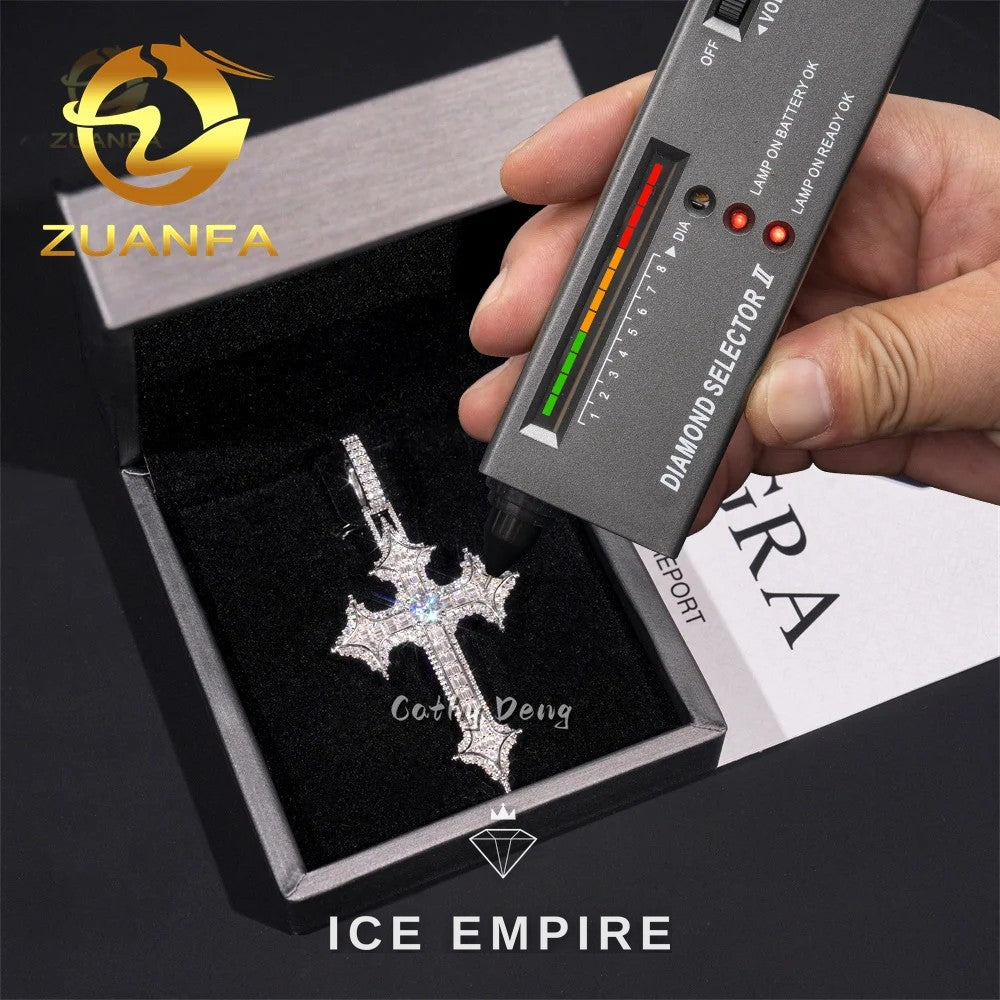 Iced Out Cross Rose Gold Plated Moissanite Pendant