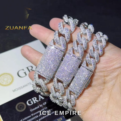 Iced Out 925 Silver Moissanite Cuban Chain