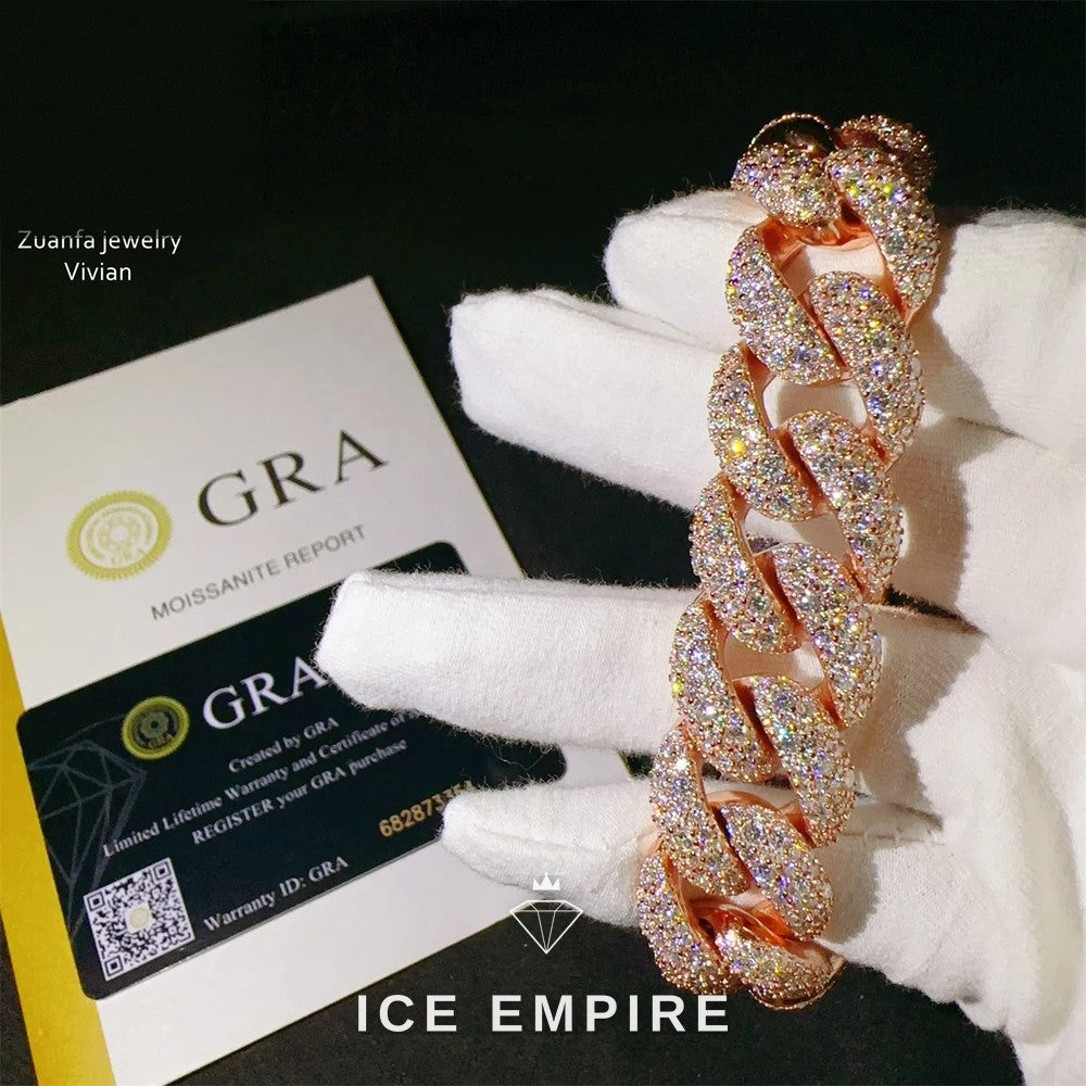 Iced Out 925 Silver Moissanite Cuban Chain