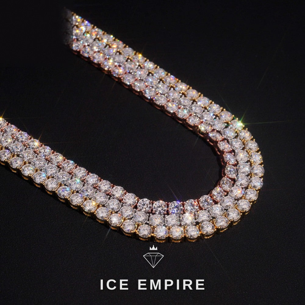 Iced Out Rose Gold Plated Lab Grown Diamond Tennis Chain
