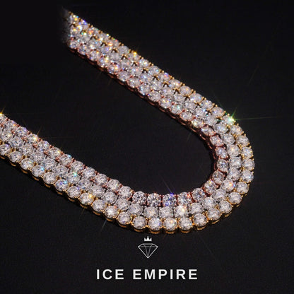 Iced Out Rose Gold Plated Lab Grown Diamond Tennis Chain