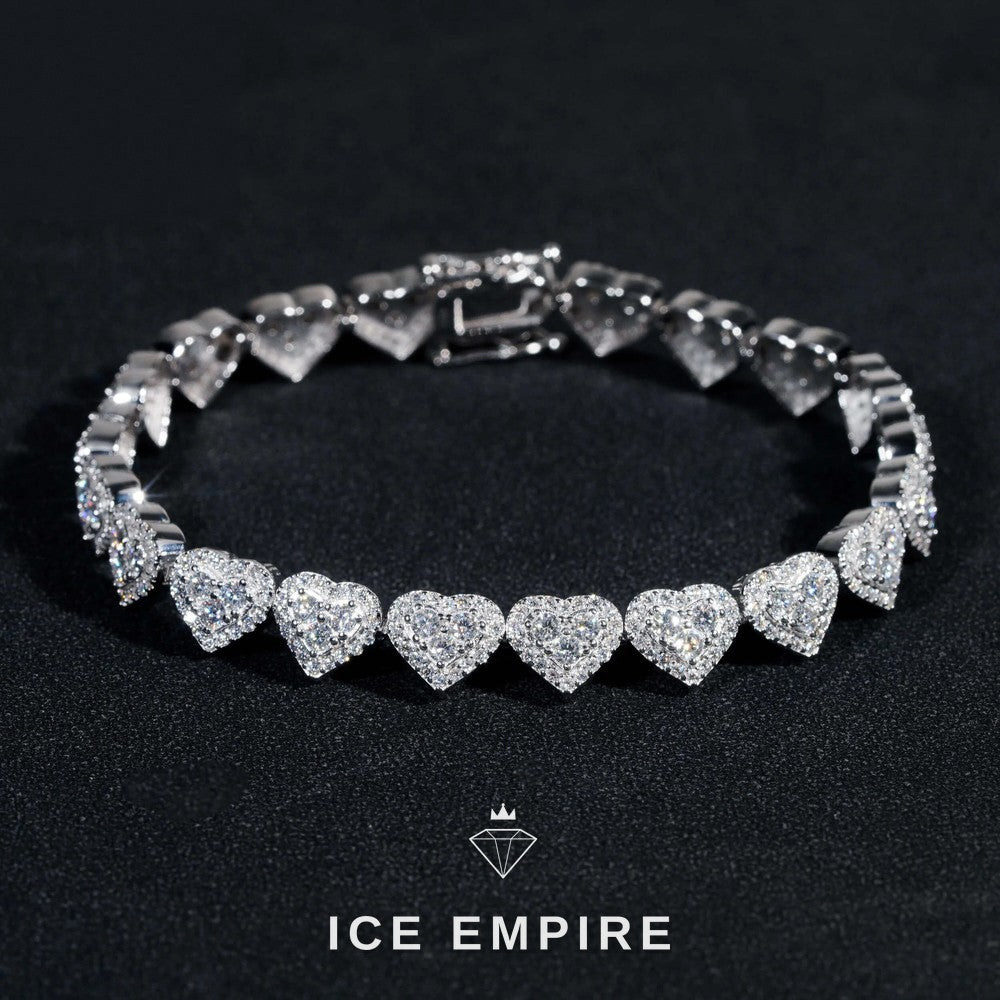 Iced Out Heart Rose Gold Plated Moissanite Cuban Chain