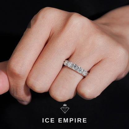 Iced Out 925 Silver Lab Grown Diamond Wedding Band