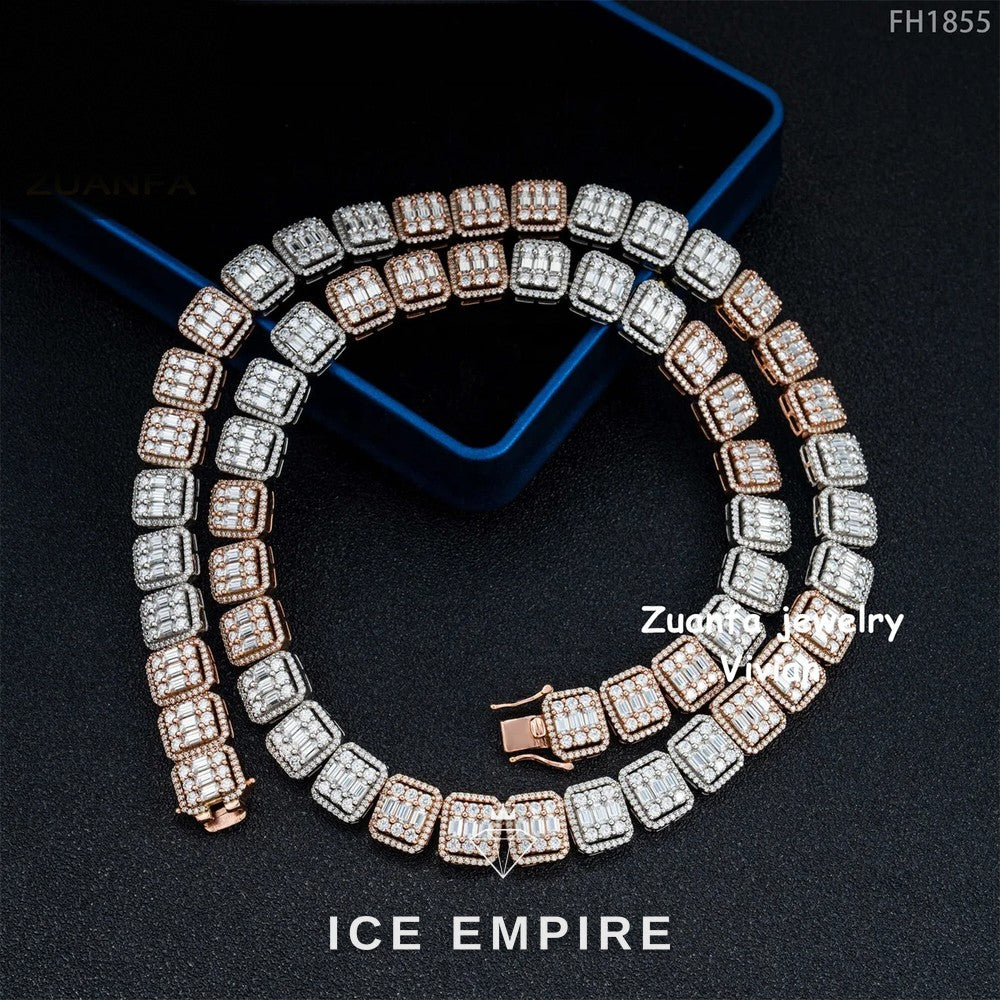 Iced Out Rose Gold Plated Moissanite Cuban Chain