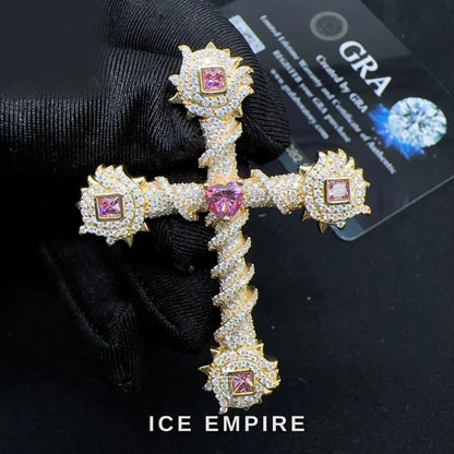 Iced Out Cross 925 Silver Moissanite Pendant
