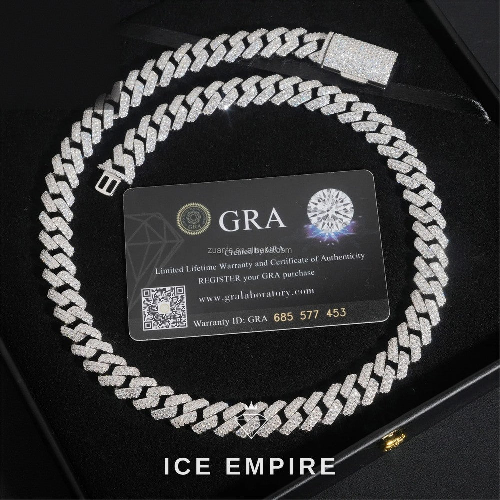 Iced Out 925 Silver Moissanite Cuban Chain