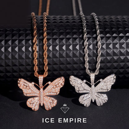 Iced Out Butterfly 925 Silver Moissanite Pendant