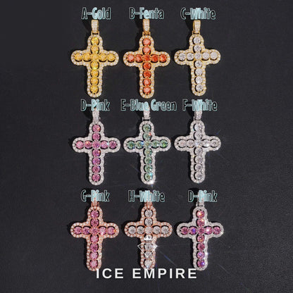Iced Out Cross 925 Silver Moissanite Pendant