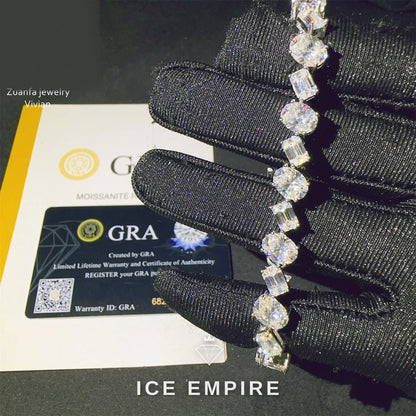 Iced Out 925 Silver Moissanite Tennis Chain