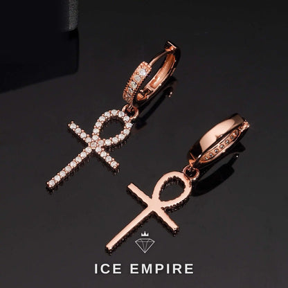 Iced Out Cross Gold Plated Moissanite Stud Earrings