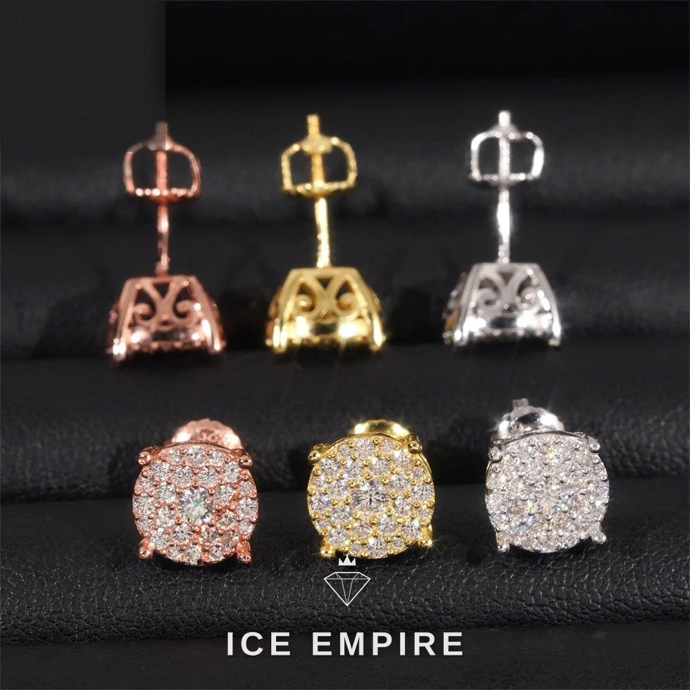 Iced Out Cluster Rose Gold Plated Moissanite Earrings