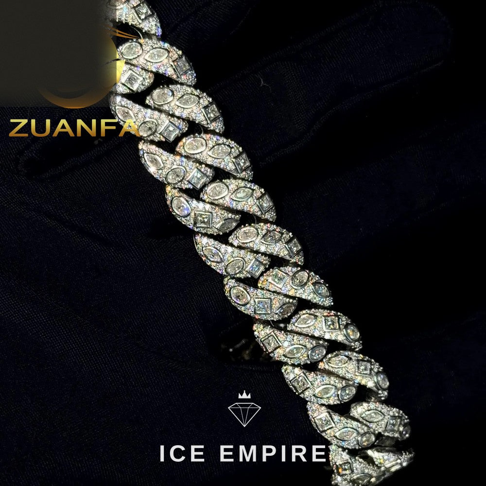 Iced Out 925 Silver Moissanite Cuban Chain
