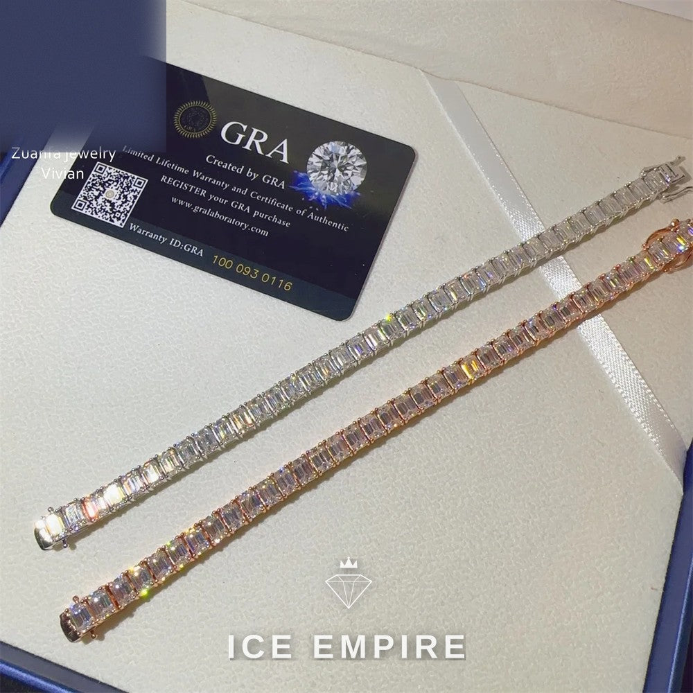Iced Out 925 Silver Moissanite Tennis Chain