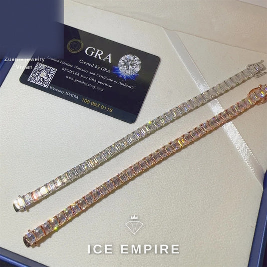 Iced Out 925 Silver Moissanite Tennis Chain