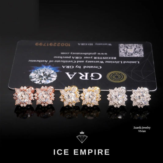 Iced Out 925 Silver Moissanite Earrings
