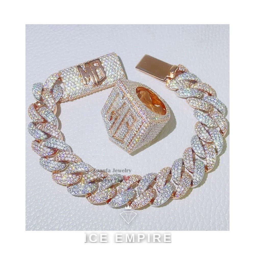 Iced Out 925 Silver Moissanite Cuban Chain