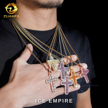 Iced Out Cross 925 Silver Moissanite Pendant