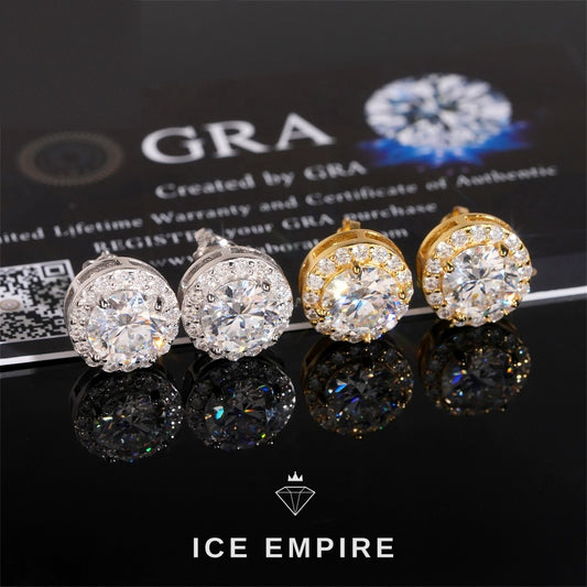 Iced Out 925 Silver Moissanite Stud Earrings