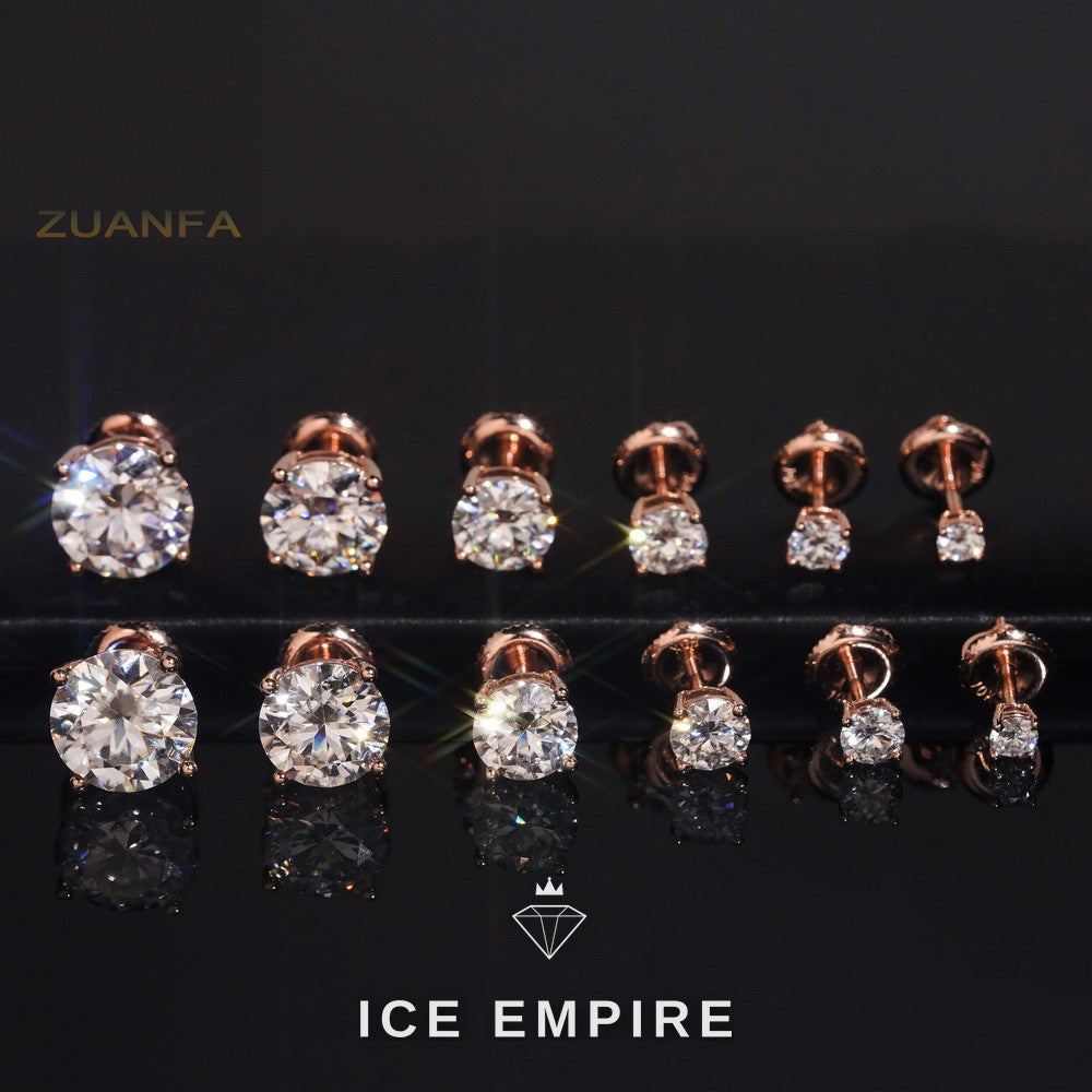 Iced Out 10K Gold Moissanite Stud Earrings