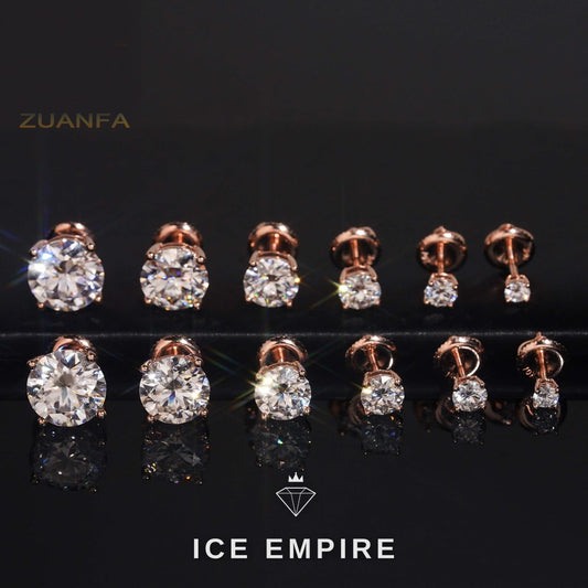 Iced Out 10K Gold Moissanite Stud Earrings