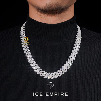 Iced Out Baguette Rose Gold Plated Moissanite Cuban Chain