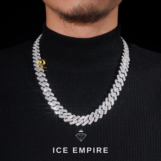 Iced Out Baguette Rose Gold Plated Moissanite Cuban Chain