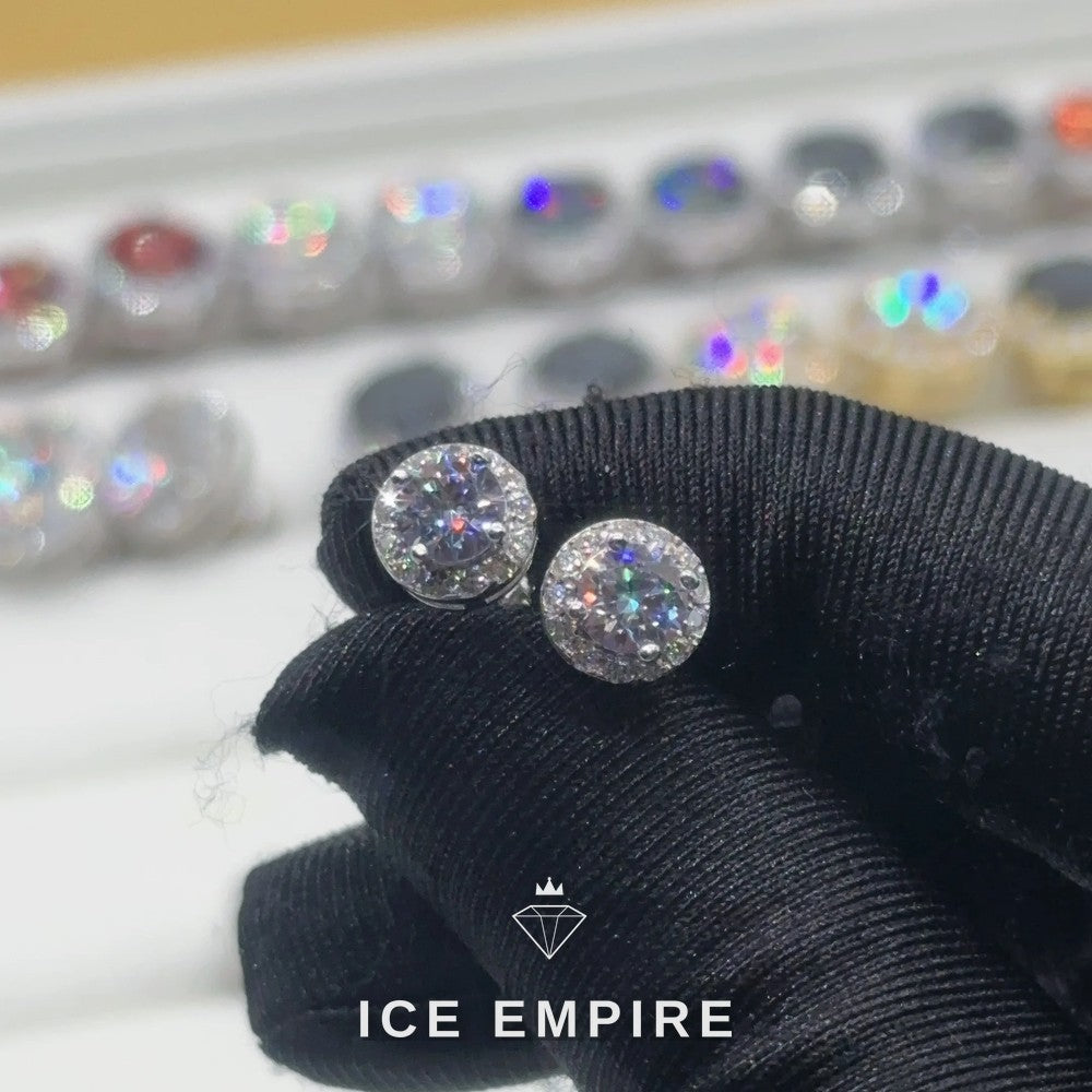 Iced Out 925 Silver Moissanite Stud Earrings