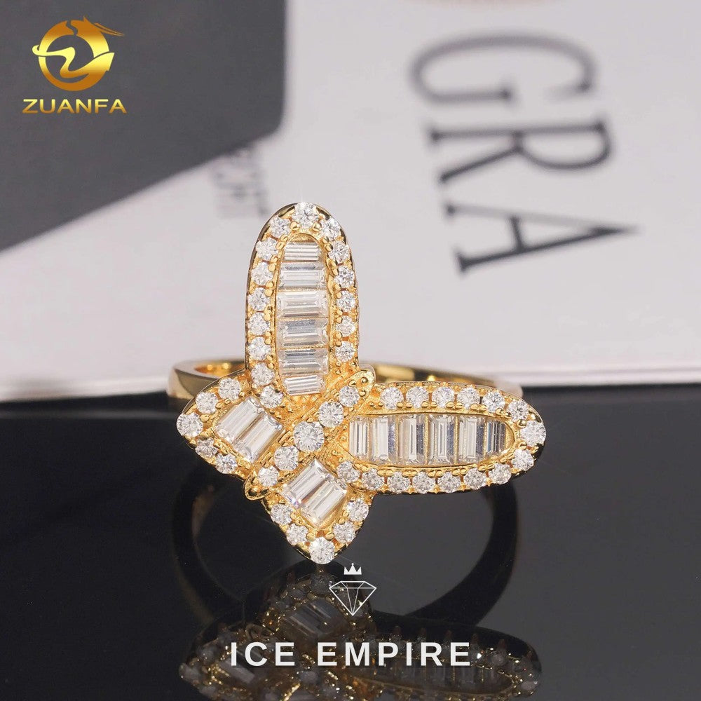 Iced Out Baguette Gold Plated Moissanite Ring