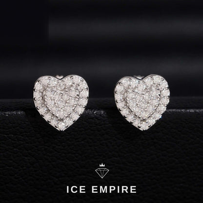 Iced Out Heart 14K Gold Moissanite Stud Earrings