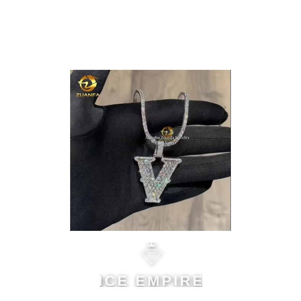 Iced Out Baguette Rose Gold Plated Moissanite Pendant