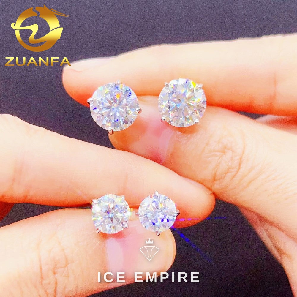 Iced Out Rose Gold Plated Moissanite Stud Earrings